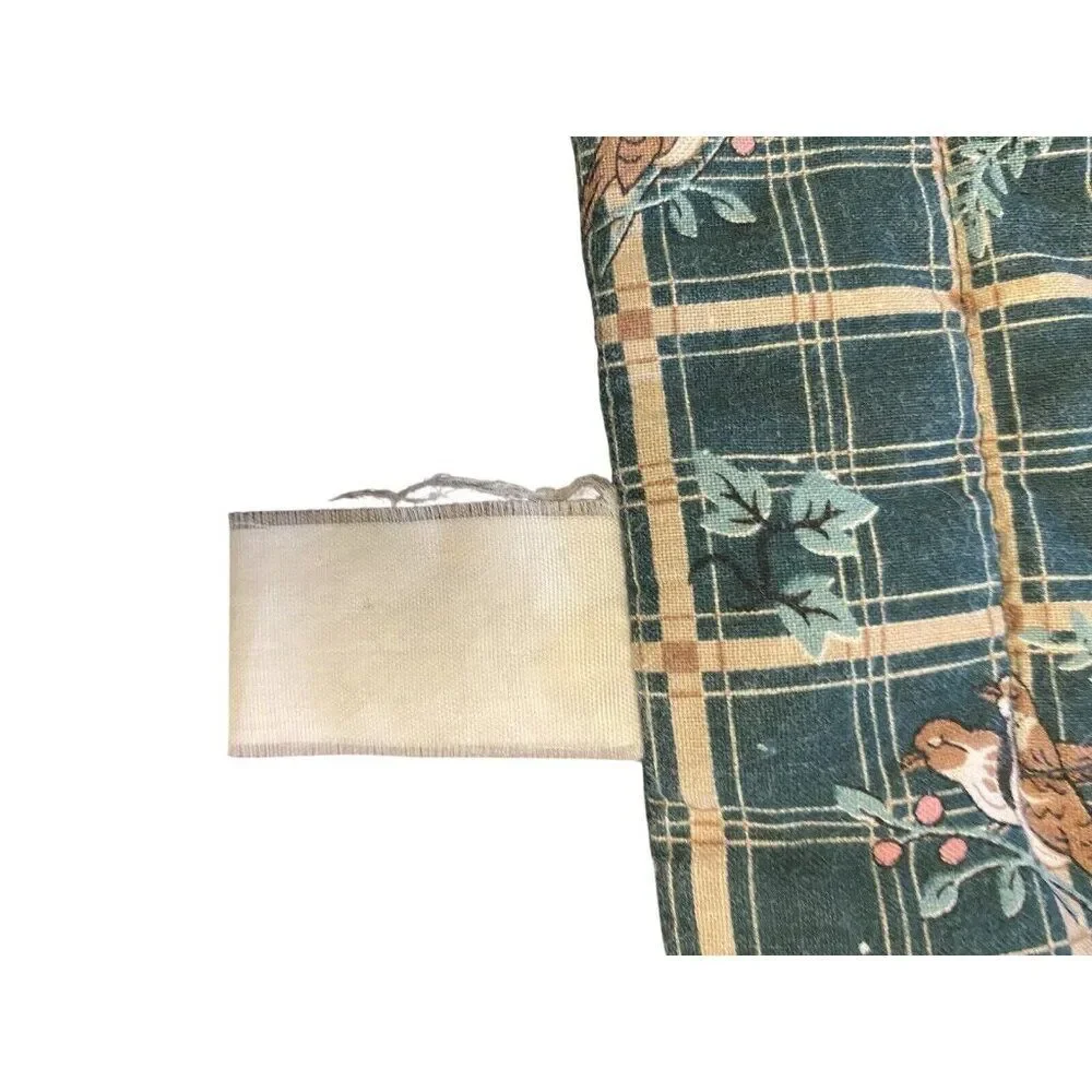 Set Of 3 Quilted Table Placemats With Country Birdhouse Design & Plaid Backing